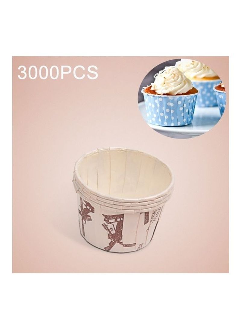 3000-Piece Windmill Pattern Round Cake Baking Cup Multicolour