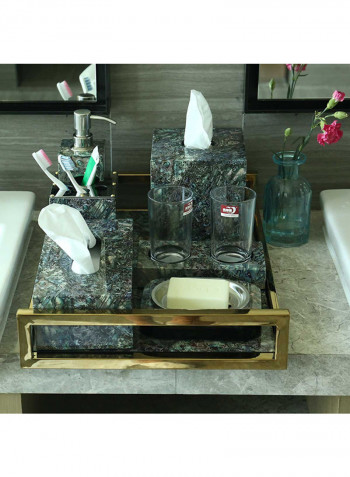Rectangular Wooden Bath Tray Gold/Black 18.5x3.1x13inch
