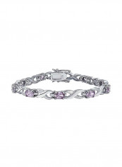 925 Sterling Silver Rhodium Plated Cubic Zirconia Studded Infinity Bracelet