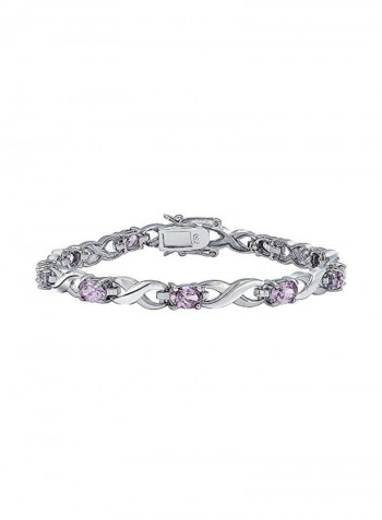 925 Sterling Silver Rhodium Plated Cubic Zirconia Studded Infinity Bracelet