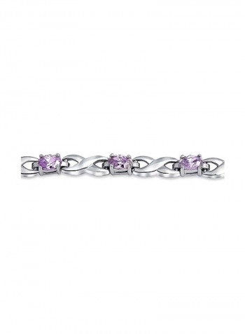 925 Sterling Silver Rhodium Plated Cubic Zirconia Studded Infinity Bracelet