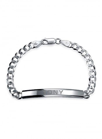 Sterling Silver Cuban Curb Engravable ID Bracelet