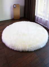 Round Shaped Soft Rug White XL
