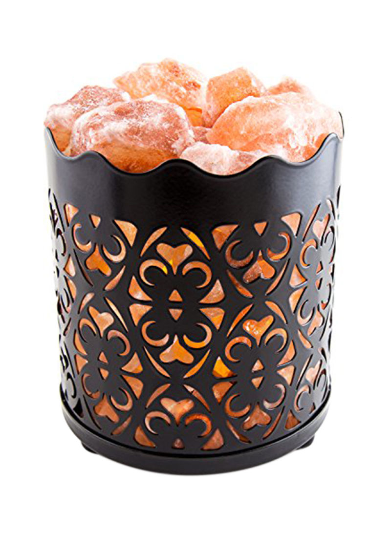 Natural with Salt Chunks in Cylinder Design Metal Basket and Dimmable Cord - Flanigan Design Multicolour 12X7X4 inch