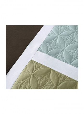7-Piece Comforter Set Polyester Aqua Blue/Sage Green/Coffee