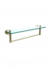 Glass Shelf With Integrated Towel Bar Clear/Gold 22x5x5inch