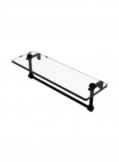 Vanity Integrated Towel Bar Glass Shelf Black/Clear 16inch