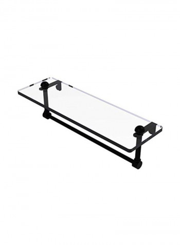 Vanity Integrated Towel Bar Glass Shelf Black/Clear 16inch