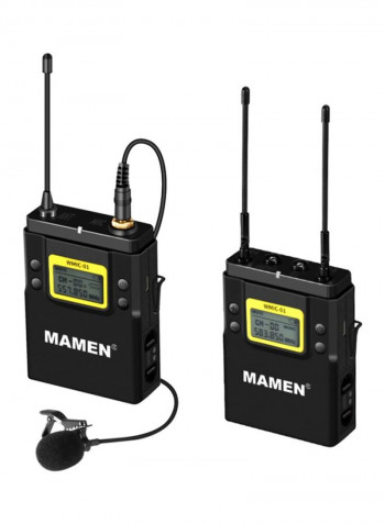 2-Piece Professional UHF Microphone System Set LU-D7893 Black/White/Yellow