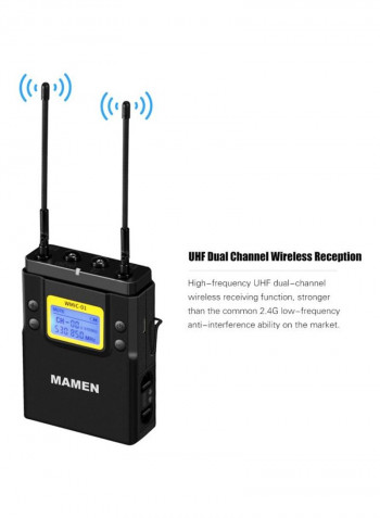 2-Piece Professional UHF Microphone System Set LU-D7893 Black/White/Yellow