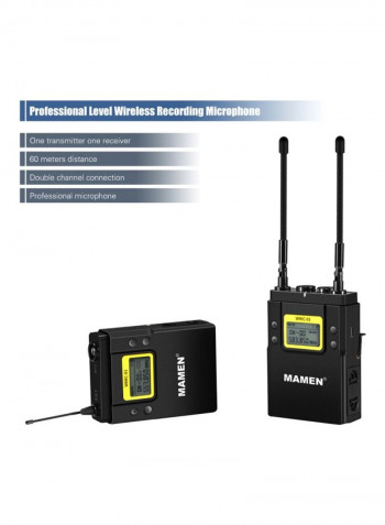 2-Piece Professional UHF Microphone System Set LU-D7893 Black/White/Yellow