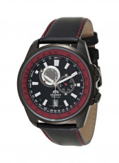 Men's Automatic Black Dial Multi Function Leather Band Date Window Watch