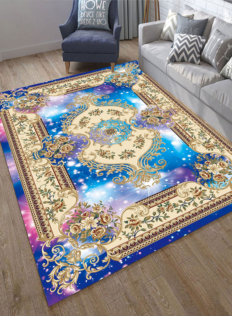 Cloud Star Floral Print Anti-Skid Carpet Multicolour 140x200centimeter