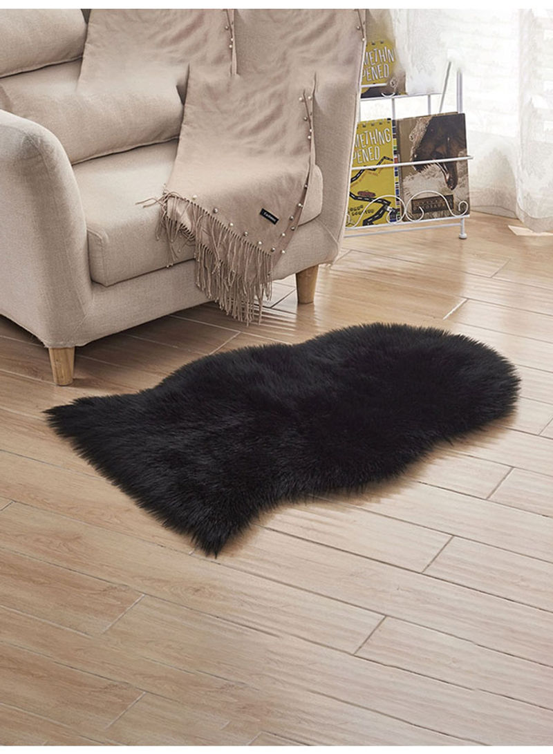 Soft Plush Hairy Carpet Black