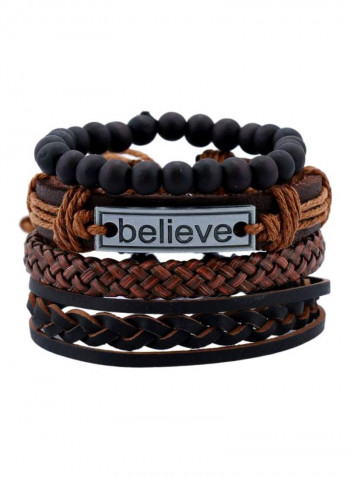 Leather Believe Lettering Bracelet