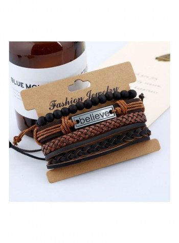 Leather Believe Lettering Bracelet