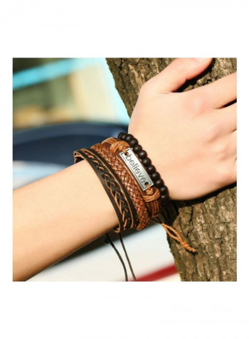 Leather Believe Lettering Bracelet