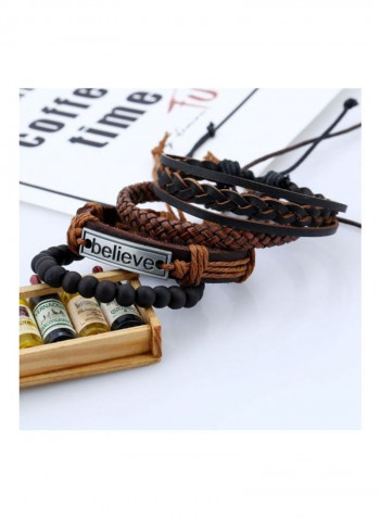 Leather Believe Lettering Bracelet