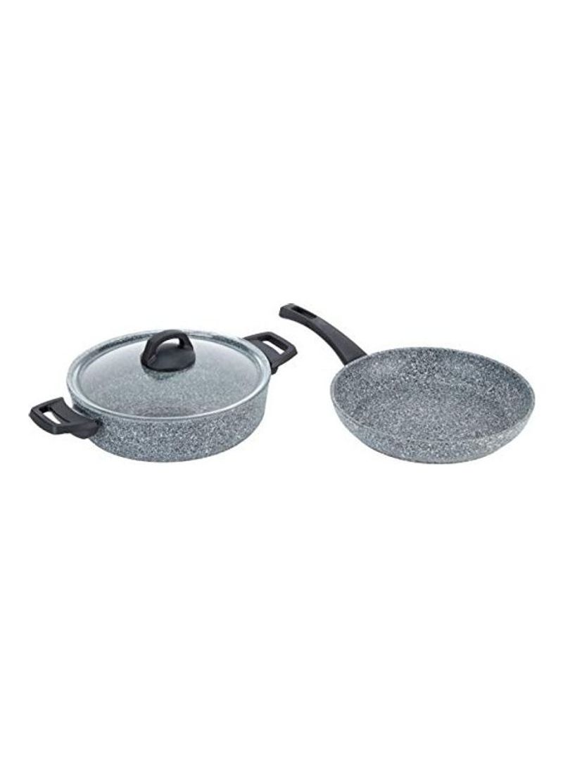 3-Piece Pot And Pan With Lid Grey/Clear 26cm