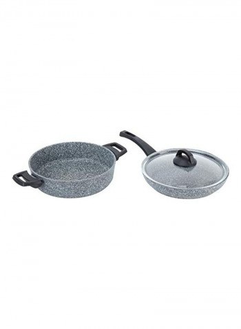 3-Piece Pot And Pan With Lid Grey/Clear 26cm