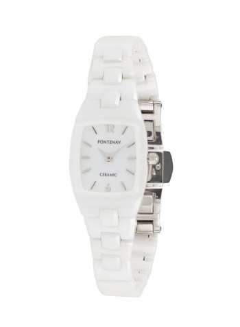 Women's Casual White Ceramic Analog Square Watch 331QCWWCW
