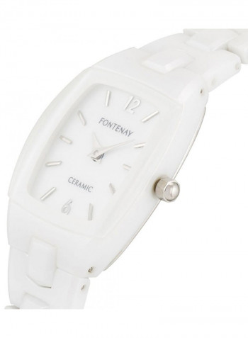 Women's Casual White Ceramic Analog Square Watch 331QCWWCW