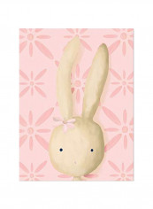 Rae The Bunny Printed Wall Art Pink/Beige 18x1.5x24inch