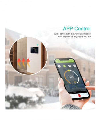 95-240V Programmable Thermostat 5+1+1 Six Periods Touchscreen LCD with Backlight Black