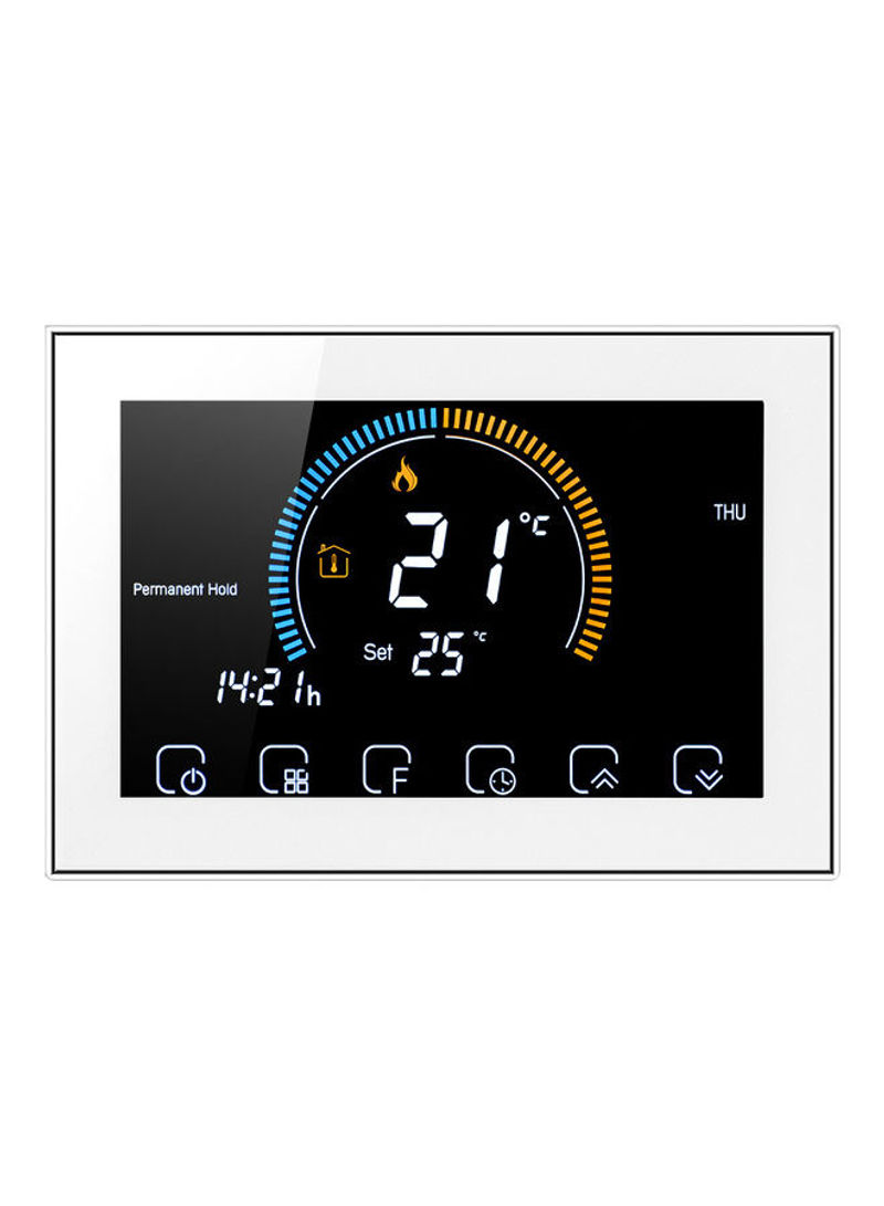 95-240V Programmable Thermostat Six Periods LCD  Touchscreen Black/White