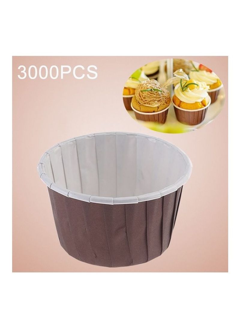 3000-Piece Round Lamination Cake Cup Brown/White