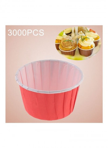 3000-Piece Round Lamination Cake Cup Red/White
