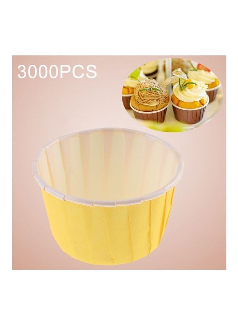 3000-Piece Round Lamination Cake Cup Yellow/White