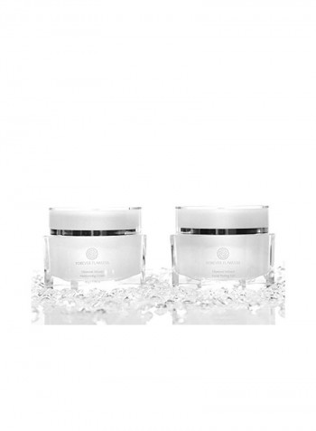 Diamond Infused Facial Moisturizing Cream And Gel Set White/Orange 50g