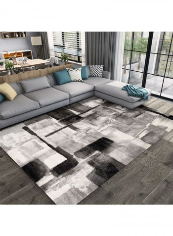 Geometric Pattern Anti-Skidding Washable Rug White/Grey/Black 120 x 160cm