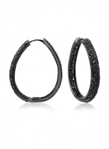 Onyx Studded Hoop Earrings