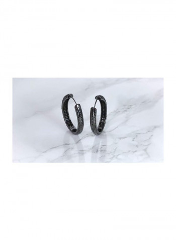Onyx Studded Hoop Earrings