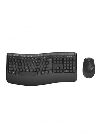 2-Piece Wireless Comfort Desktop Keyboard And Mouse Set Black