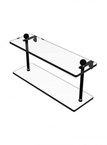 2-Tier Glass Shelf Matte Black/Clear 16inch