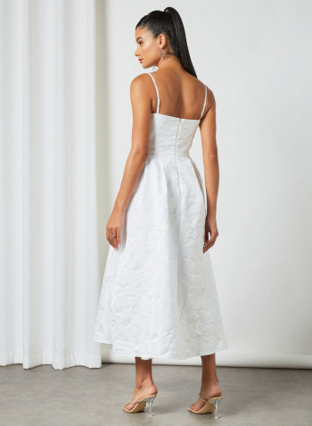 Floral Jacquard Bridal Dress White