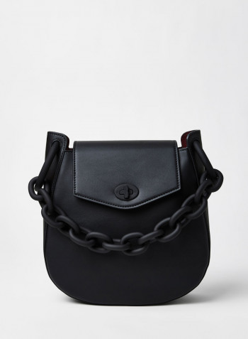 Faux Leather Shoulder Bag Black