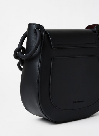 Faux Leather Shoulder Bag Black