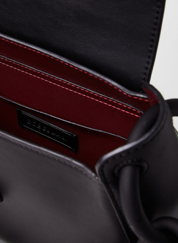 Faux Leather Shoulder Bag Black
