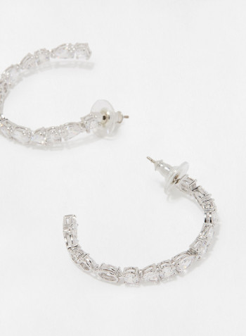 Tennis Deluxe Half Hoop Earrings