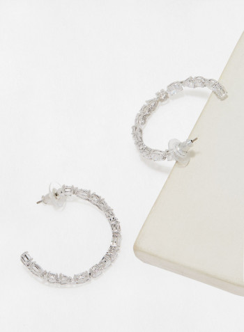 Tennis Deluxe Half Hoop Earrings