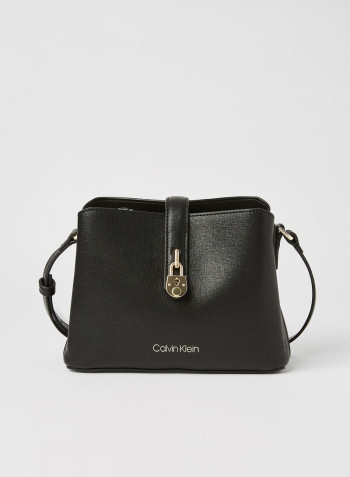 Faux Leather Crossbody Bag Black