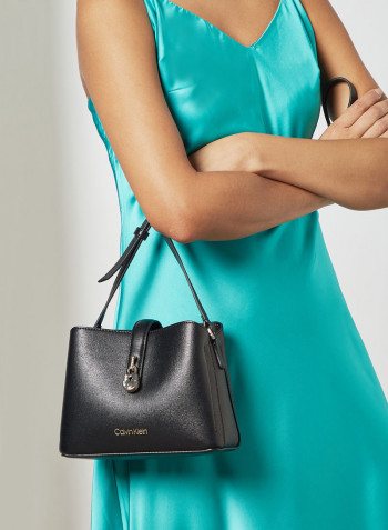 Faux Leather Crossbody Bag Black