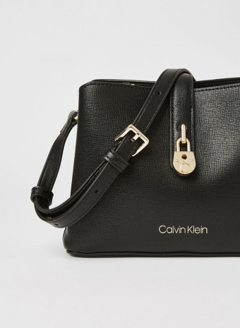 Faux Leather Crossbody Bag Black
