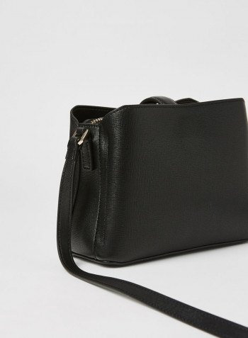 Faux Leather Crossbody Bag Black