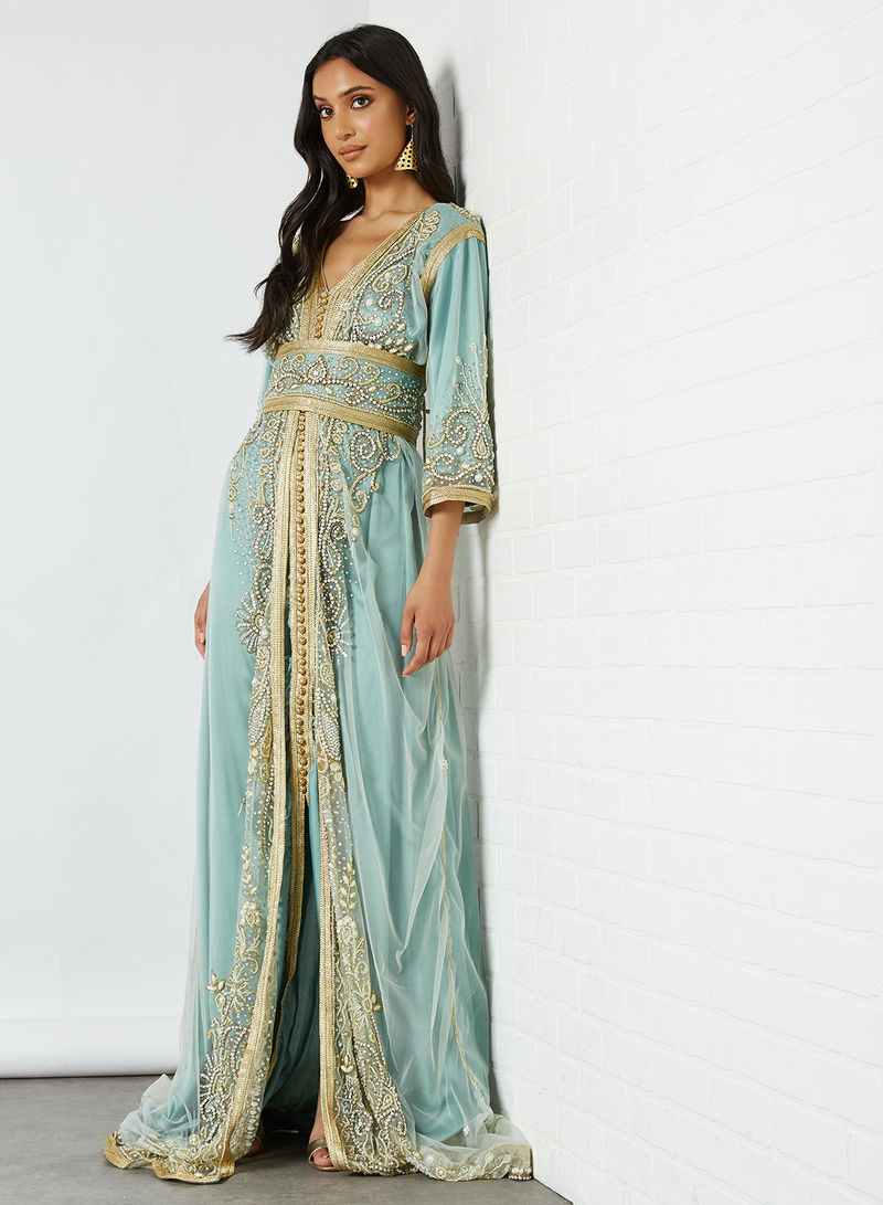Moroccan Kaftan Blue/Gold