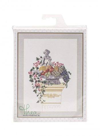 Cherubs On Aida Counted Cross Stitch Kit White/Grey/Green